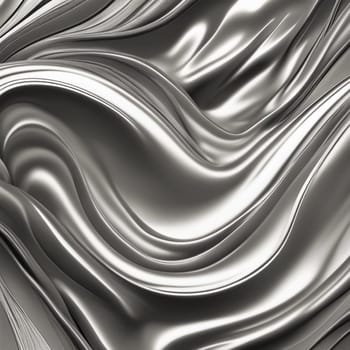 A close-up of a silver, flowing fabric, creating an abstract and luxurious texture. A high-quality AI-generated photo.