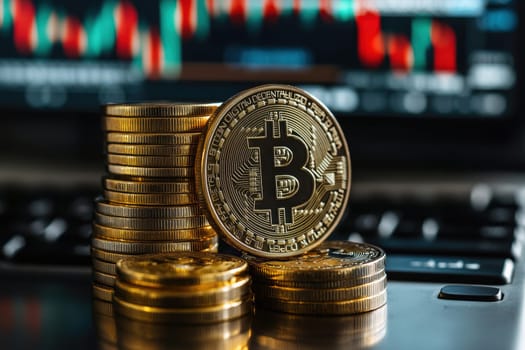 Coin Stack Financial profitability and cost optimization. AI generative.
