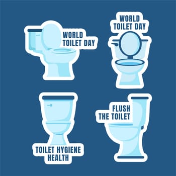 Flat Cartoon World Toilet Day Social Media Label for Sanitation Awareness
