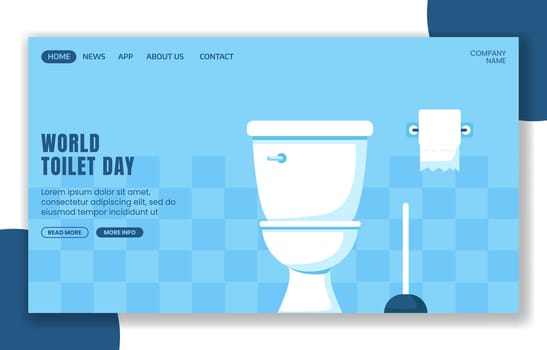 Cartoon World Toilet Day Social Media Landing Page Template for Global Sanitation Campaigns