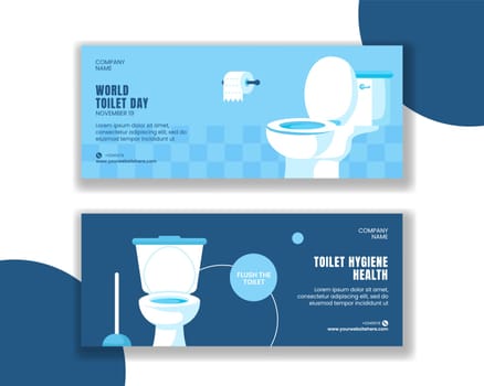Horizontal Banner Template for World Toilet Day with Flat Cartoon Background Illustration