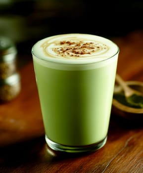 tasty Matcha Latte made from green tea. AI generative.
