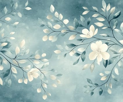 large flowers and small branches printed on top, inspired by abstract expressionist art. AI generative.