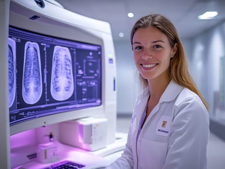 Radiographer at work. AI generative.