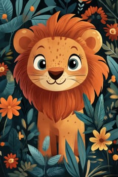 Illustration for children, savannah animals. AI generative.