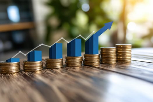Coin Stack Financial profitability and cost optimization. AI generative.