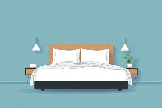 This minimalist bedroom features a neatly made bed with crisp white linens, stylish bedside tables, and soft lighting, creating a serene environment perfect for rest and relaxation.