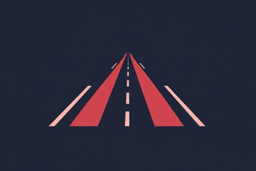 A clean and minimalist depiction of a road featuring solid colors. The design emphasizes simplicity, with a dark background and clear road markings, providing an ideal visual for graphic use.