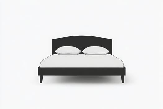This minimalist bed showcases a sleek design with soft pillows, emphasizing a clean and uncluttered look ideal for contemporary bedrooms or restful retreats.