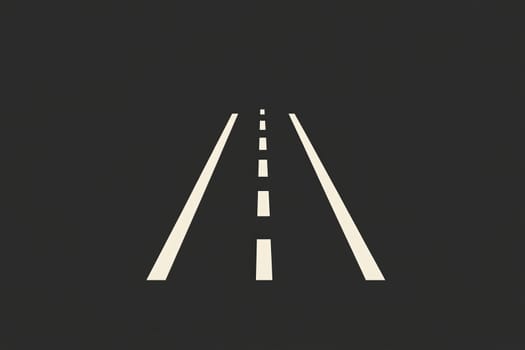 This clean and minimalist design showcases a simplified representation of a road, highlighting solid white lines against a dark backdrop, emphasizing clarity and modernity.