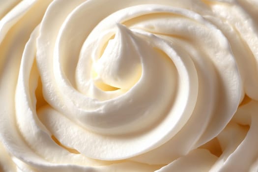 A beautifully crafted swirl of clean whipped cream sits elegantly, showcasing a minimalist design that highlights its creamy texture. Perfect for dessert presentations and culinary art.