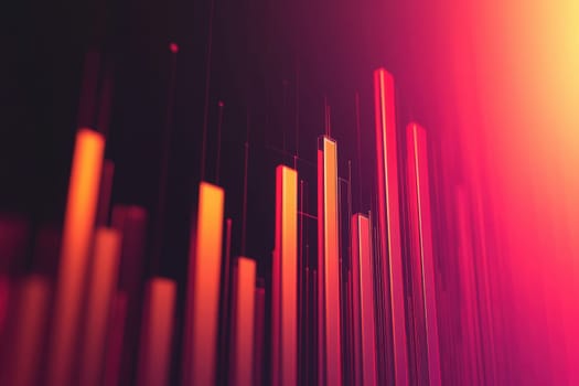 The visualization displays a collapsing financial bar chart, illustrating a significant decrease in financial metrics with a clean, minimalist aesthetic.