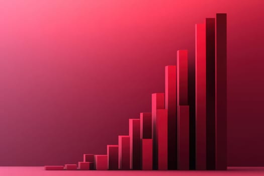 A clean and minimalist representation of a financial bar chart illustrates a significant downward trend. The charts structure, in bold red shades, emphasizes the collapsing values effectively.