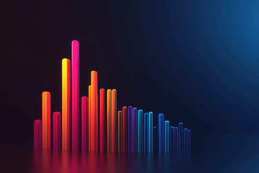 A colorful bar chart illustrates a downward trend, showcasing a decline in financial performance. The minimalist design emphasizes the stark contrast of vibrant colors against a simple background.