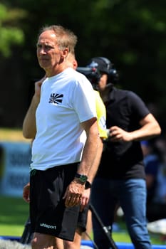 Coach Reiner Scheu (Villingen 08) at the SBFV Cup Final 22/23: FC 08 Villingen - SV Oberachern