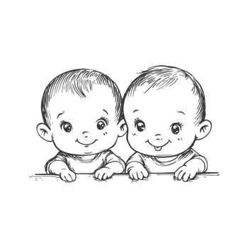 Two Smiling Babies with Big Eyes and Small Hands