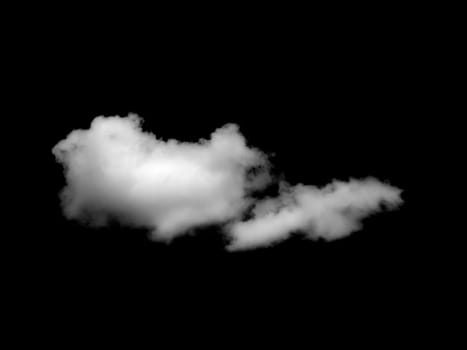 White cloud isolated on a black background, Real cloud photo, Separate white clouds on a black background have real clouds, White fluffy cumulus cloud isolated cut out on black background.