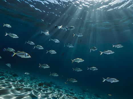 Swimming fishes in the sea