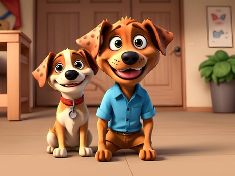 Funny cute dogs cartoon character