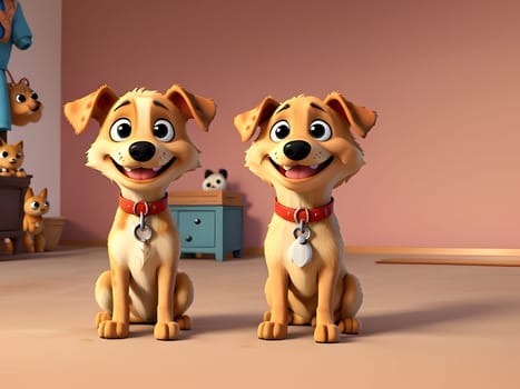 Funny cute dogs cartoon character