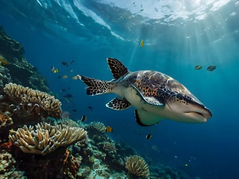 Swimming fishes in the sea
