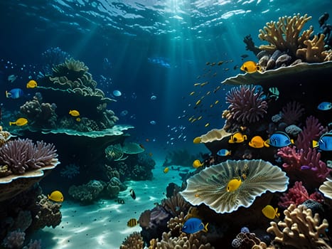 Swimming fishes in the sea