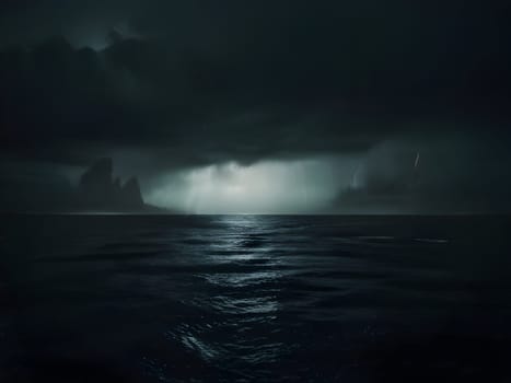 Dark dramatic storm at sea