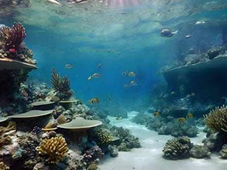 Swimming fishes in the sea