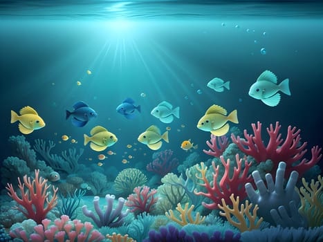 Swimming fishes in the sea