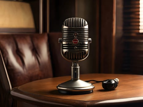 Old vintage microphone on table