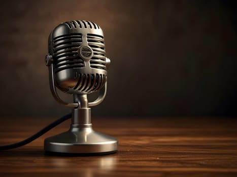 Old vintage microphone on table