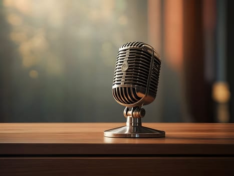Old vintage microphone on table