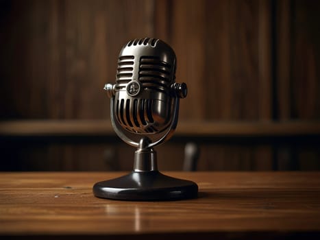 Old vintage microphone on table