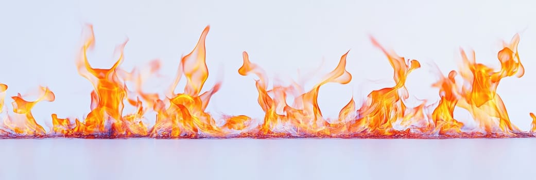 Fire on white background. Yellow and orange flame.