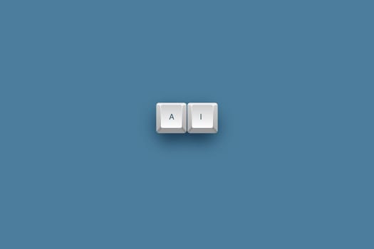 AI text on a 3d keyboard button with shadow, 3d illustration