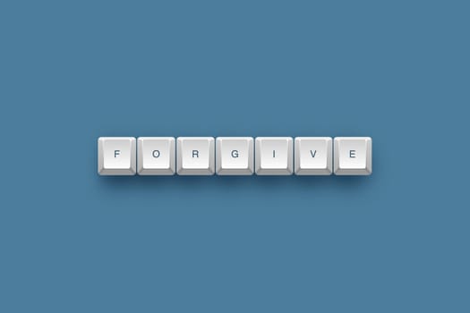 Forgive text on a 3d keyboard button with shadow, 3d illustration