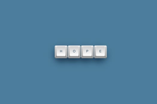 Hope text on a 3d keyboard button with shadow, 3d illustration