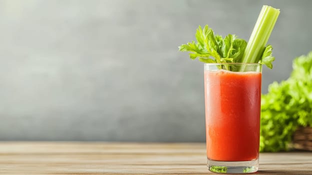 A vibrant Canadian Caesar cocktail with celery garnish, perfect for a refreshing drink on a summer day.