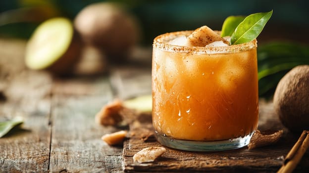 A vibrant Antiguan Rum Punch topped with fresh nutmeg, showcasing a refreshing tropical cocktail experience.