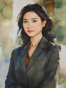 Watercolor Female Woman Asian Businesswoman Business Attire