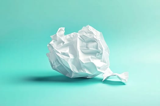 A crumpled piece of paper representing a loan offer rests on a smooth turquoise surface, showcasing a simple and modern aesthetic that emphasizes its minimalist appearance.