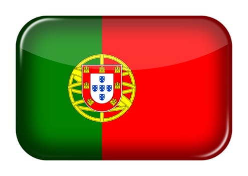 A Portugal web icon rectangle button with clipping path 3d illustration