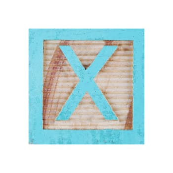 A multiply by sign wood block on white with clipping path