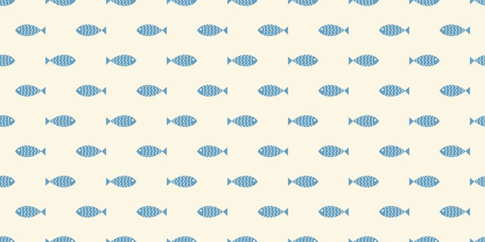 Nautical seamless pattern with swimming cartoon fish. Vector illustration
