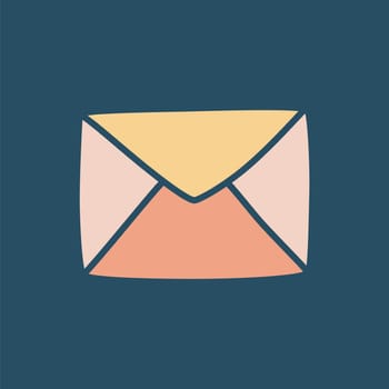 Doodle letter envelope icon or logo, hand drawn with thin black line. Isolated on white background. Vector illustration