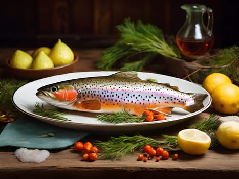 Trout fish on the table