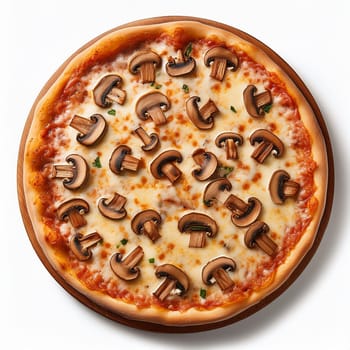 mushrooms aka funghi pizza traditional Italian baked food, AI generated image