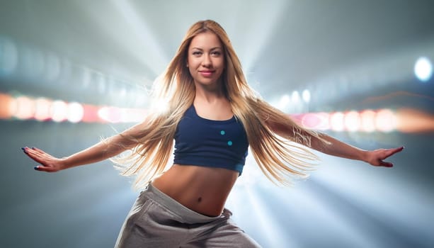 gorgeous young hip hop dancer woman, AI generated image