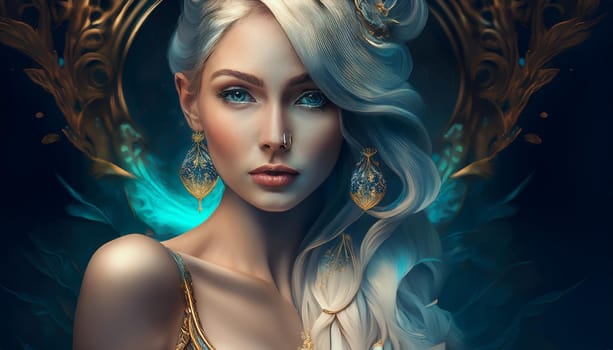 gorgeous young fantasy woman illustration, AI generated image