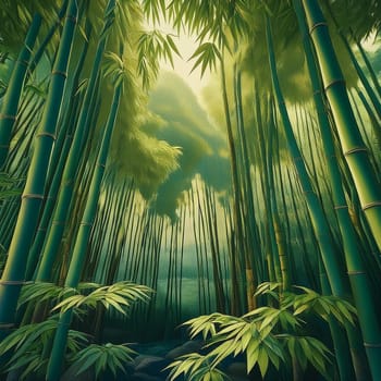 bamboo trees illustration useful as a background, AI generated image